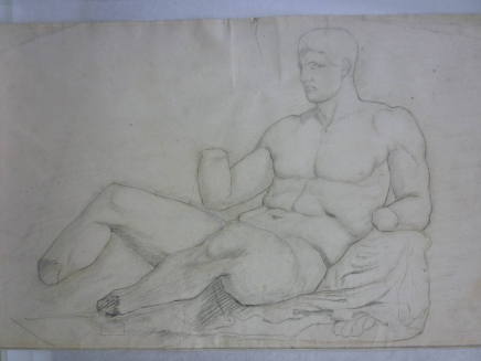 Sketch of Dionysos from the Parthenon east pediment