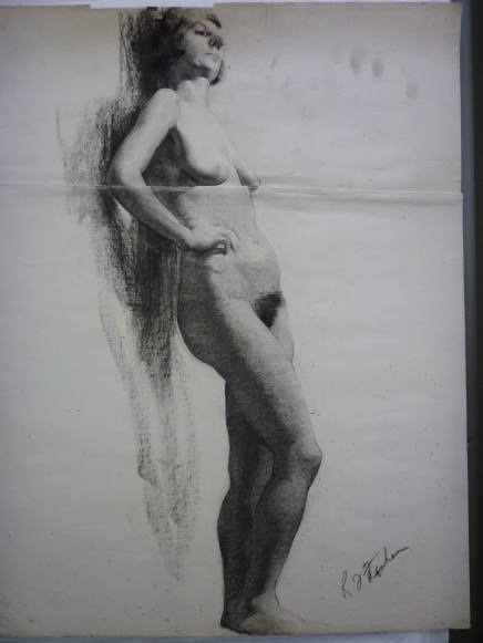 Drawing of standing female nude