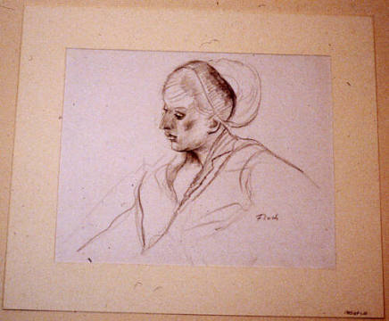 Bust-length sketch of woman