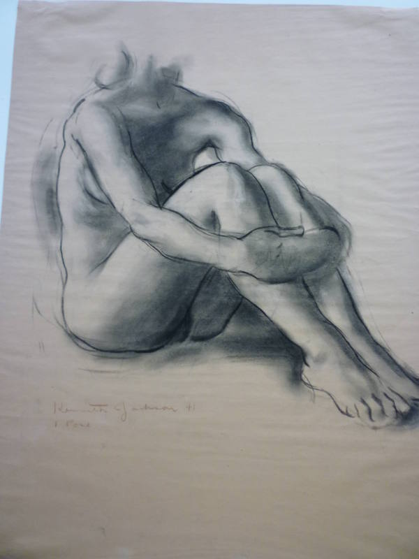 Drawing of seated female nude