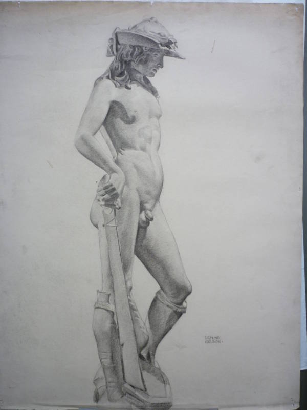 Drawing of cast of Donatello's David