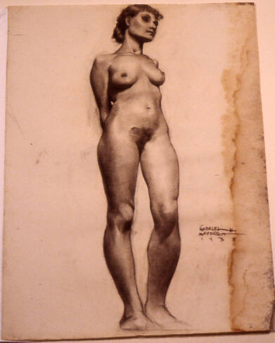 Drawing of standing female nude