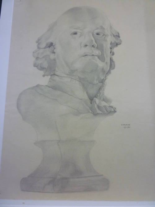 Drawing of bust of elderly man