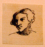 Sketch of head, three-quarters view