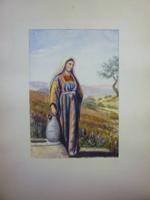 Arab Woman with Jug in Landscape