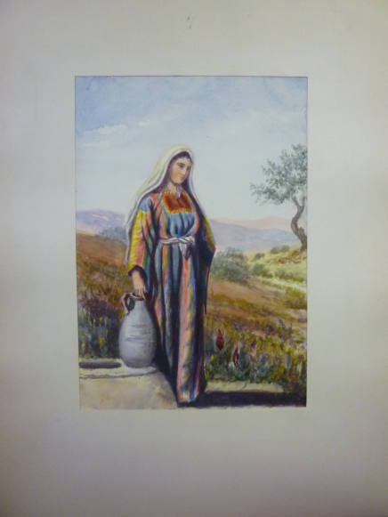 Arab Woman with Jug in Landscape